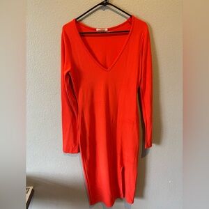 Elegant Red V-Neck Dress